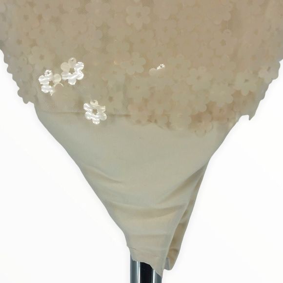 Zara Cream Daisy 3D Appliqué Cami Strap Bodysuit Floral Snap Buttons size M - Picture 5 of 13